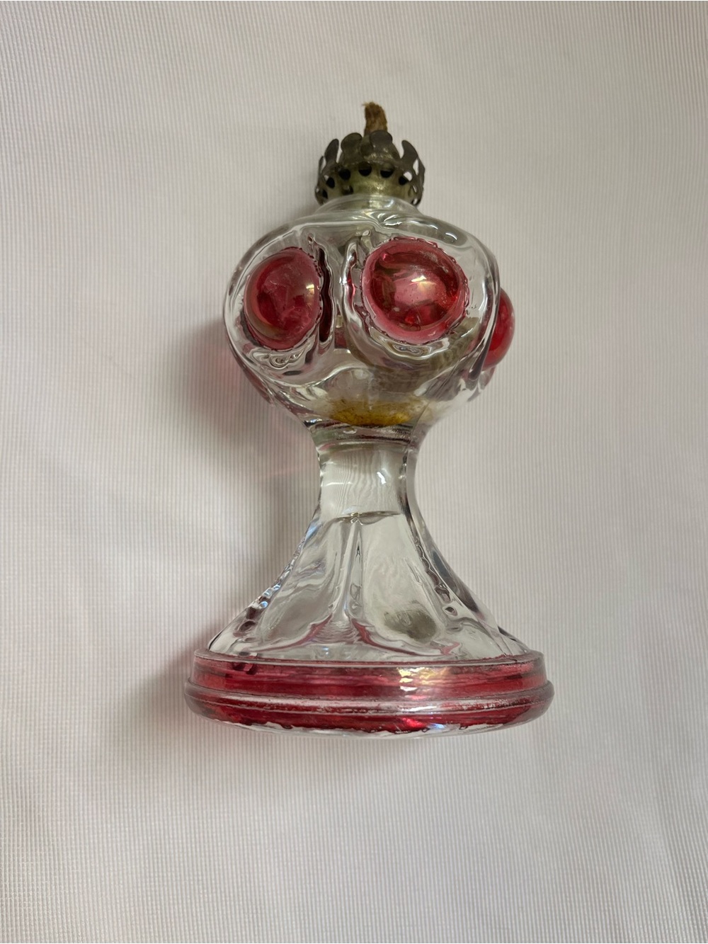 Clear Glass Decorative Accent with Red Orb Details